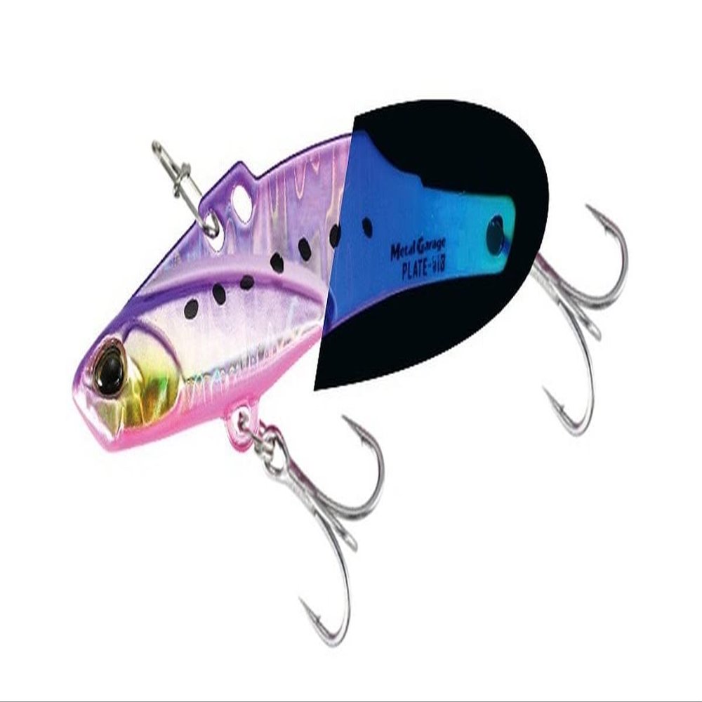 Duo #PPA0596 Metal Garage Plate Vibe for Hairtail, 0.9 oz (26 g), UV Purple Sardine Glow Tail
