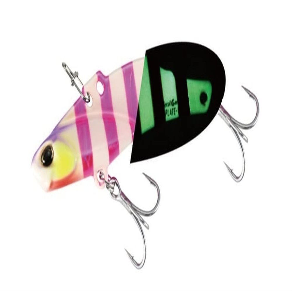 Duo #PPA0594 Metal Garage Plate Vibe for Hairtail, 0.9 oz (26 g), Super Glow Pink Zebra