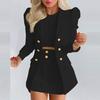 tuduoms Women's Sexy Blazer Suits Sets 2 Piece Short Blazer Outfits Puff Sleeve Formal Office Business Work Jacket Skirt Suit view 2