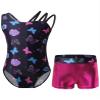 Hedmy Gymnastic Leotard for Kids Girls One-Piece Unitard Biketard with Shiny Bootyshorts Dancewear Tracksuit Rose_Red 6 Years view 1