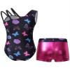 Hedmy Gymnastic Leotard for Kids Girls One-Piece Unitard Biketard with Shiny Bootyshorts Dancewear Tracksuit Rose_Red 6 Years view 2