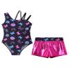 Hedmy Gymnastic Leotard for Kids Girls One-Piece Unitard Biketard with Shiny Bootyshorts Dancewear Tracksuit Rose_Red 6 Years view 3