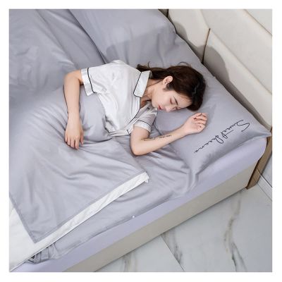 Sleeping Bag Liners Lightweight Portable Sleeping Bag Liner, Outdoor Camping Travel Compact Sleeping Bag Sheet, Comfort Cotton Hotel Bedding (Color : Grey, Size : 120x210cm)