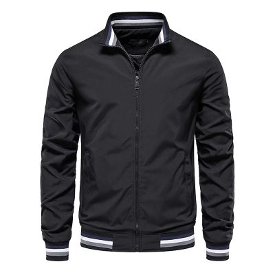 Casual Men's Quilted Bomber Jacket Outdoor Windproof Warm Baseball Jackets Windbreaker Full Zip Biker Coats Black