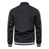 Casual Men's Quilted Bomber Jacket Outdoor Windproof Warm Baseball Jackets Windbreaker Full Zip Biker Coats Black view 4