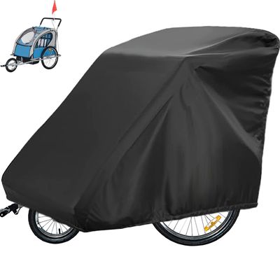 Sqodok Bicycle Trailer Cover, Waterproof Bike Trailer Storage Cover 420D Oxford Material with PU Coating, Kid's Pet Bike Trailer Cover Anti-UV, Windproof, Dustproof, 55x 33x 39 inch