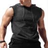 Amussiar Men's Workout Hooded Tank Tops Gym Muscle Shirt with Kanga Pocket Sleeveless Bodybuilding Hoodies Heather Grey view 1