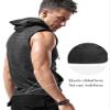 Amussiar Men's Workout Hooded Tank Tops Gym Muscle Shirt with Kanga Pocket Sleeveless Bodybuilding Hoodies Heather Grey view 3