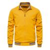 Casual Men's Quilted Bomber Jacket Outdoor Windproof Warm Baseball Jackets Windbreaker Full Zip Biker Coats Yellow view 1