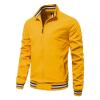 Casual Men's Quilted Bomber Jacket Outdoor Windproof Warm Baseball Jackets Windbreaker Full Zip Biker Coats Yellow view 3