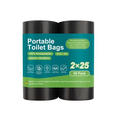 Portable Toilet Bags - LITFP 50 Count Biodegradable Waste, 8 Gallon Porta Potty, Thickened Compostable Camping Toilet Bags for Portable Potty Bucket Camping Adults Car Travel