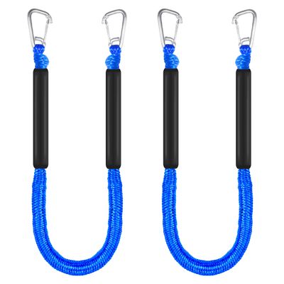 4ft Bungee Dock Lines for Boat, Dock Mooring Ropes, Two Hooks (Blue, 4FT)