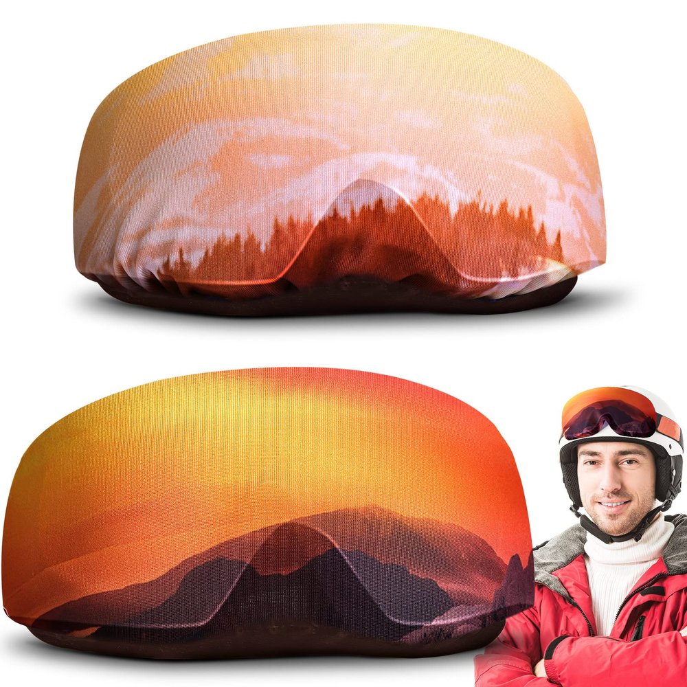 TOODOO 2 Pieces Ski Goggle Cover Microfiber Protective Ski Snowboard Protectors for Snow goggles and Helmet Cover(Sun Style)