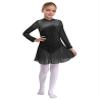 Linjinx Kids Girls Figure Ice Skating Dress Sparkly Rhinestone Long Sleeves Dance Ballet Gymnastics Dress Dancewear Black 6 Years view 1