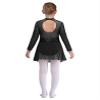 Linjinx Kids Girls Figure Ice Skating Dress Sparkly Rhinestone Long Sleeves Dance Ballet Gymnastics Dress Dancewear Black 6 Years view 2