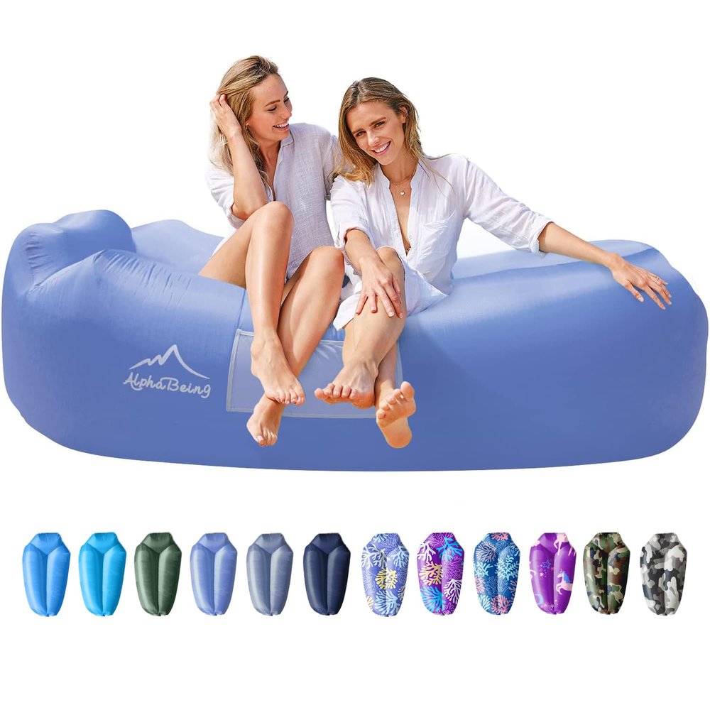 AlphaBeing Inflatable Lounger Beach Chair Accessories, Air Sofa Hammock Inflatable Couch for Camping Backyard Lakeside with Compression Sacks, Ideal Outdoor Gifts for Adults