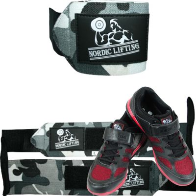 Wrist Wraps 1p - Camo Grey Bundle with Shoes Venja Size 8 - Black Red