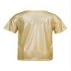 Kvysinly Girls Boys Shiny Metallic Short Sleeve T-Shirt Modern Dance Jazz Hip Hop Top Performance Top Blouse Costume Gold 3-4 Years view 2