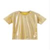 Kvysinly Girls Boys Shiny Metallic Short Sleeve T-Shirt Modern Dance Jazz Hip Hop Top Performance Top Blouse Costume Gold 3-4 Years view 3