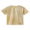Kvysinly Girls Boys Shiny Metallic Short Sleeve T-Shirt Modern Dance Jazz Hip Hop Top Performance Top Blouse Costume Gold 3-4 Years view 4