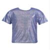 Kvysinly Girls Boys Shiny Metallic Short Sleeve T-Shirt Modern Dance Jazz Hip Hop Top Performance Top Blouse Costume Royal Blue 3-4 Years view 1