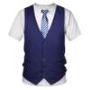 Jhaoyu Mens Tuxedo Novelty T-Shirt Short Sleeve Suit Vest 3D Tie Printed Shirt Top Blue XX-Large view 1