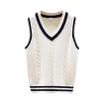 Jhaoyu Boys Girls School Uniform Knit Sweater Vest V-Neck Sleeveless Pullover Waistcoat White 11-12 Years view 1