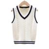 Jhaoyu Boys Girls School Uniform Knit Sweater Vest V-Neck Sleeveless Pullover Waistcoat White 11-12 Years view 2