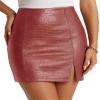 MANGOPOP Womens High Waist Bodycon Mini Short Faux Leather Skirt with Slit (Wine Red (Snakeskin), X-Large) view 1