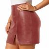MANGOPOP Womens High Waist Bodycon Mini Short Faux Leather Skirt with Slit (Wine Red (Snakeskin), X-Large) view 2