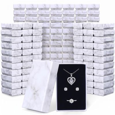 Fumete 150 Pcs Jewelry Gift Box Bulk Cardboard Marble Jewelry Gift Box Packing Storage for Mother's Day Bracelet Necklace Earring Ring Birthday Anniversaries Wedding Selling(2.17 x 3.43 x 1.1 Inches)