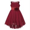 YiZYiF Kids Flower Girl Wedding Dress Beaded High Low Teens Junior Bridesmaid Party A Line Summer Dress Burgundy 10 Years view 1