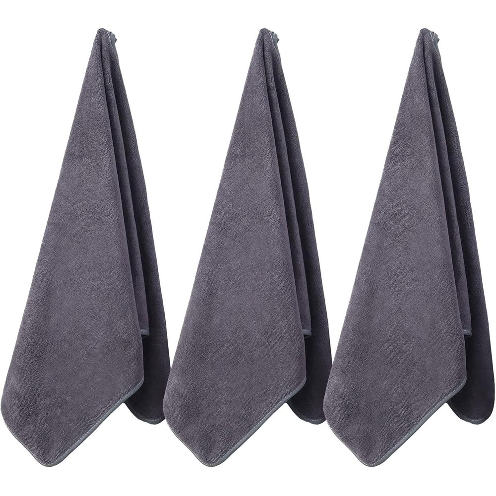 Wuwahold Microfiber Gym Towels Bigger Size Super Soft for Exercise Fitness, Sports, Workout, 380-GSM 15-Inch x 31-Inch Quick-Drying Towels (3 Pack, Pure Grey)
