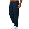 AIFARLD Men's Cargo Pants with Pockets Cotton Hiking Sweatpants Casual Athletic Jogger Sports Outdoor Trousers Relaxed Fit Navy view 3