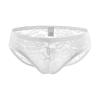 JEsilunmaMY Men's See Through Briefs Low Rise Lace Sheer Pouch Underwear Sexy Breathable Sissy Panties Lingerie Bikini (White,Medium) view 1