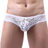 JEsilunmaMY Men's See Through Briefs Low Rise Lace Sheer Pouch Underwear Sexy Breathable Sissy Panties Lingerie Bikini (White,Medium) view 2