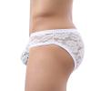JEsilunmaMY Men's See Through Briefs Low Rise Lace Sheer Pouch Underwear Sexy Breathable Sissy Panties Lingerie Bikini (White,Medium) view 3