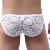JEsilunmaMY Men's See Through Briefs Low Rise Lace Sheer Pouch Underwear Sexy Breathable Sissy Panties Lingerie Bikini (White,Medium) view 4