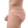JEsilunmaMY Men's See Through Briefs Low Rise Lace Sheer Pouch Underwear Sexy Breathable Sissy Panties Lingerie Bikini (Pink,Large) view 3