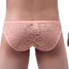 JEsilunmaMY Men's See Through Briefs Low Rise Lace Sheer Pouch Underwear Sexy Breathable Sissy Panties Lingerie Bikini (Pink,Large) view 4