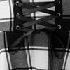 Plus Size Skirts for Womens High Waist Lace Up Goth Skirts Mini Plaid Skirts(Plaid Black, 4X) view 4