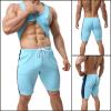 Mens Summer Sports Sets Drawstring Elastic Waist Casual Cotton Shorts Plus Size Sleeveless Suspender Tank Top (Blue,Medium) view 3