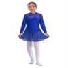 Kvysinly Girls Figure Roller Ice Skating Dress Rhinestones Mesh Long Sleeves Dance Leotard Dress Ballet Tutu Dress Royal Blue 10 Years view 1