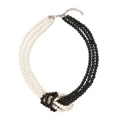 1920s Long Fake Pearls Strand Necklace Layered Retro Vintage Imitation Round Beaded Ball for Women Flapper Party Wedding Costume Party Halloween Jewelry Mother's Day Gift-White Black