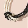 1920s Long Fake Pearls Strand Necklace Layered Retro Vintage Imitation Round Beaded Ball for Women Flapper Party Wedding Costume Party Halloween Jewelry Mother's Day Gift-White Black view 3