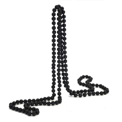 1920s Long Fake Pearls Strand Necklace Layered Retro Vintage Imitation Round Beaded Ball for Women Flapper Party Wedding Costume Party Halloween Jewelry Mother's Day Gift-Black