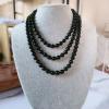1920s Long Fake Pearls Strand Necklace Layered Retro Vintage Imitation Round Beaded Ball for Women Flapper Party Wedding Costume Party Halloween Jewelry Mother's Day Gift-Black view 2