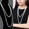 1920s Long Fake Pearls Strand Necklace Layered Retro Vintage Imitation Round Beaded Ball for Women Flapper Party Wedding Costume Party Halloween Jewelry Mother's Day Gift-White view 4