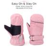 F Flammi Toddler Kids Snow Mittens with String Waterproof Ski Mittens Thinsulate Winter Gloves for Baby Girls Boys(Baby Pink,0-2) view 2