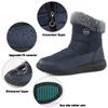Aomigoct Women Winter Snow Boots Waterproof: Dark Blue 6 Warm Mid Calf Boots for Women with Fur Lined - Comfortable Outdoor Slip On Booties Anti-Slip view 4